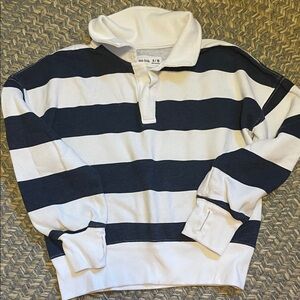 Striped Rugby Sweatshirt - Navy and White - Abercrombie 9/10
